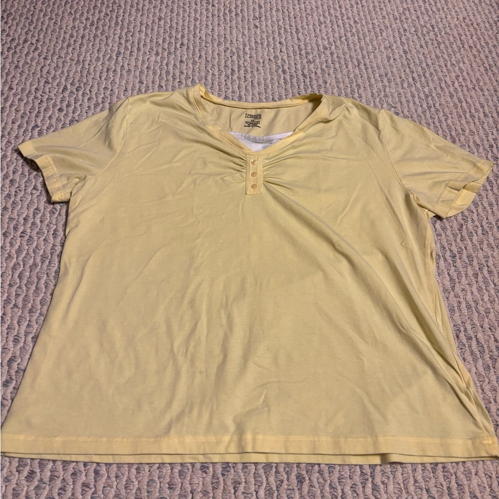 Yellow Short Sleeve Layered Top